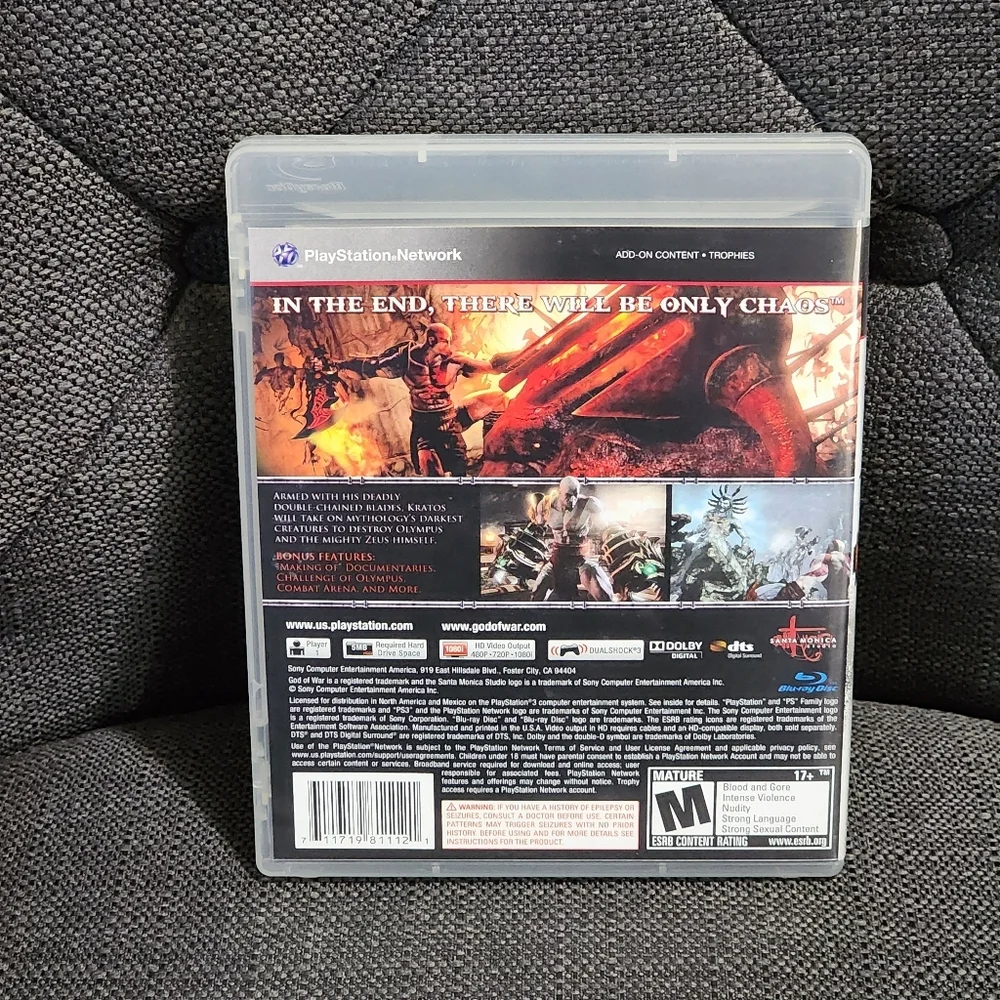 Sony God of War III for PS3 - Red and Black Cover